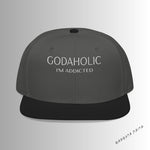 Load image into Gallery viewer, Charcoal Grey Godaholic Snapback Hat with Unique Design, Casual Cap, Streetwear Accessory, Gift for Him/Her, Fashionable Headwear