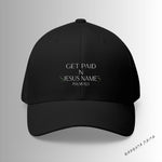 Load image into Gallery viewer, Black Get Paid In Jesus Name Embroidered Cap, Spiritual Headwear, Gift for Faith-Based Events, Daily Wear, Adjustable Closure Hat