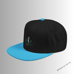 Load image into Gallery viewer, Black & Blue  Embroidered M4J Snapback Hat with Unique Design, Casual Cap, Streetwear Accessory, Gift for Him/Her, Fashionable Headwear