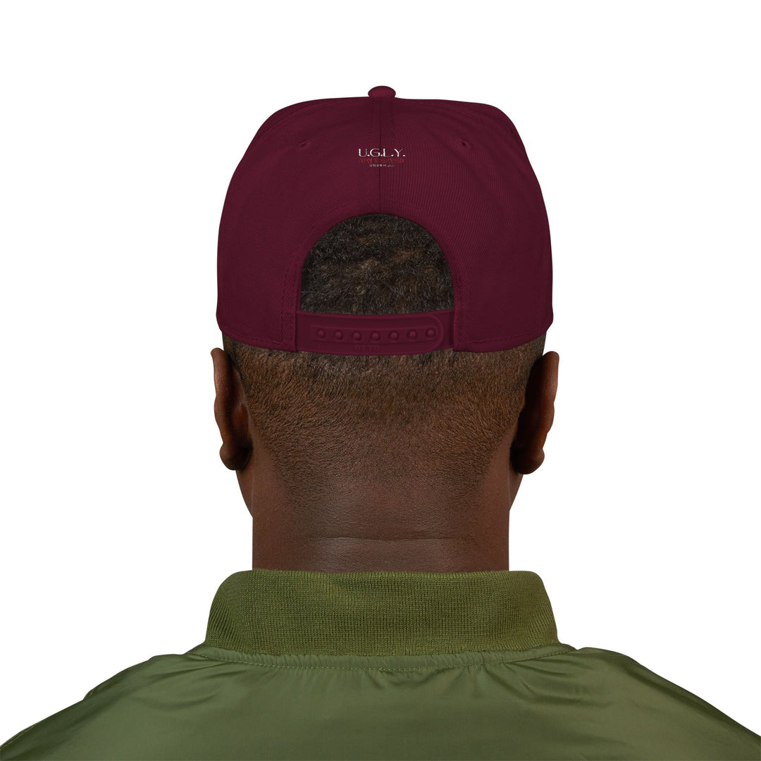 Burgundy U.G.L.Y ( Understand God Loves You ) Snapback Hat with Unique Design, Casual Cap, Streetwear Accessory, Gift for Him/Her, Fashionable Headwear