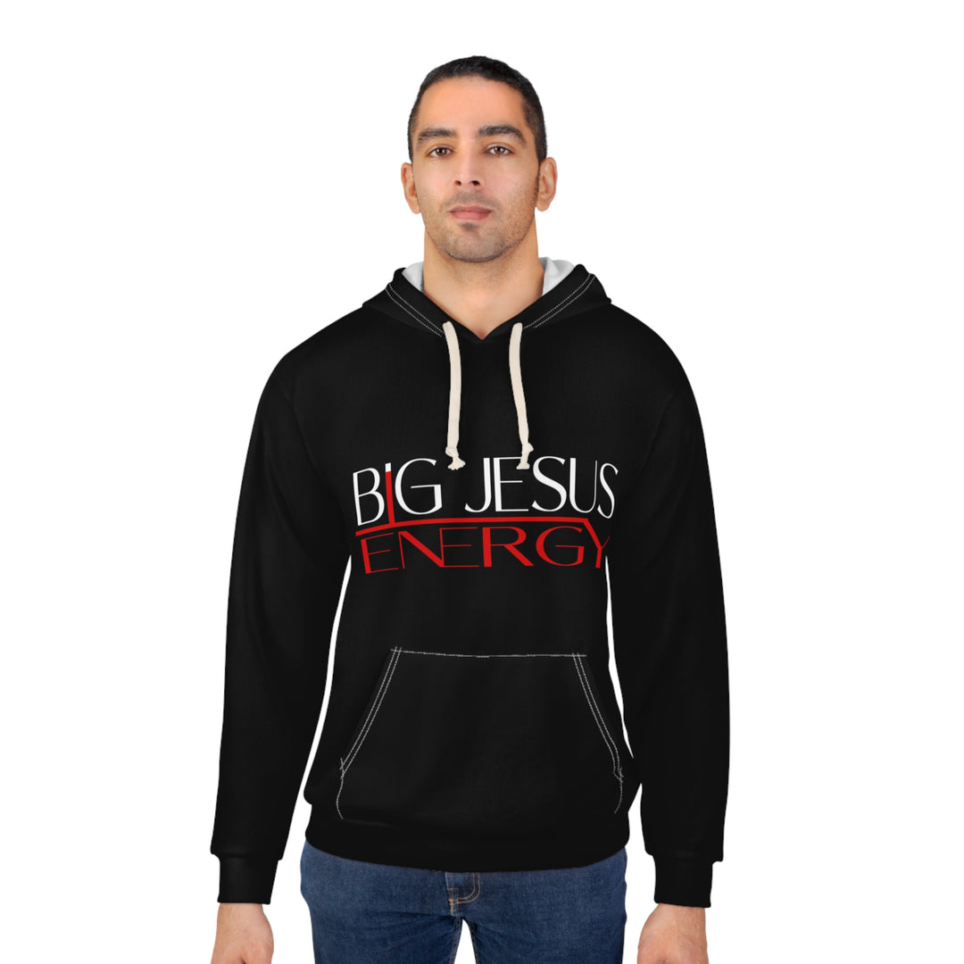 Black Big Jesus Energy Unisex Pullover Hoodie | Faith Apparel, Christian Gift, Inspirational Wear, Gift for Him/Her, Cozy Church Hoodie