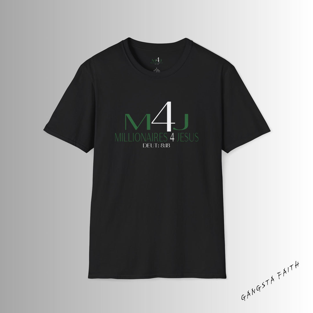Black M4J/Millionaires for Jesus  Unisex Softstyle T-Shirt White & Black