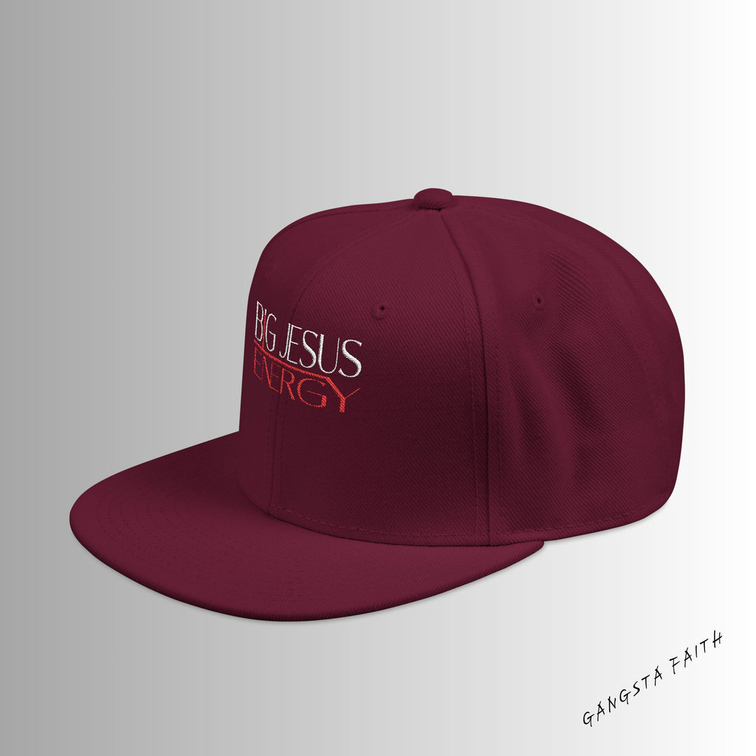 Burgundy Embroidered Snapback Hat with Unique Design, Casual Cap, Streetwear Accessory, Gift for Him/Her, Fashionable Headwear