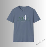 Load image into Gallery viewer, Heather Indigo M4J/Millionaires for Jesus  Unisex Softstyle T-Shirt White & Black