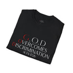 Load image into Gallery viewer, Black God Overcomes Discrimination  Unisex Softstyle T-Shirt Design 1