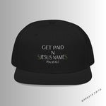 Load image into Gallery viewer, Burgundy Get Paid In Jesus Name Snapback Hat with Unique Design, Casual Cap, Streetwear Accessory, Gift for Him/Her, Fashionable Headwear