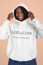 Load image into Gallery viewer, GOD.COM White Hoodie — "Stay Connected" Christian Faith Pullover