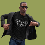 Load image into Gallery viewer, Gangsta Faith Tee — "The Faith That Takes" Christian Graphic Halo T‑Shirt Black