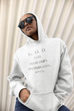 Load image into Gallery viewer, G.O.D. Overcomes Determination Hoodie - Inspirational Faith Pullover White