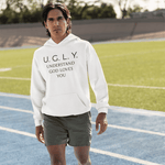Load image into Gallery viewer, UGLY Hoodie — "Understand God Loves You" Christian Faith Pullover White