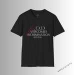 Load image into Gallery viewer, Black God Overcomes Discrimination  Unisex Softstyle T-Shirt Design 1