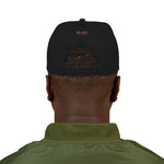 Load image into Gallery viewer, Black Embroidered Snapback Hat with Unique Design, Casual Cap, Streetwear Accessory, Gift for Him/Her, Fashionable Headwear