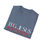Load image into Gallery viewer, Heather Indigo Big Jesus Enegry Unisex Softstyle T-Shirt.