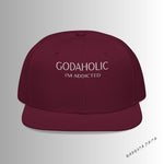 Load image into Gallery viewer, Burgundy Godaholic Snapback Hat with Unique Design, Casual Cap, Streetwear Accessory, Gift for Him/Her, Fashionable Headwear