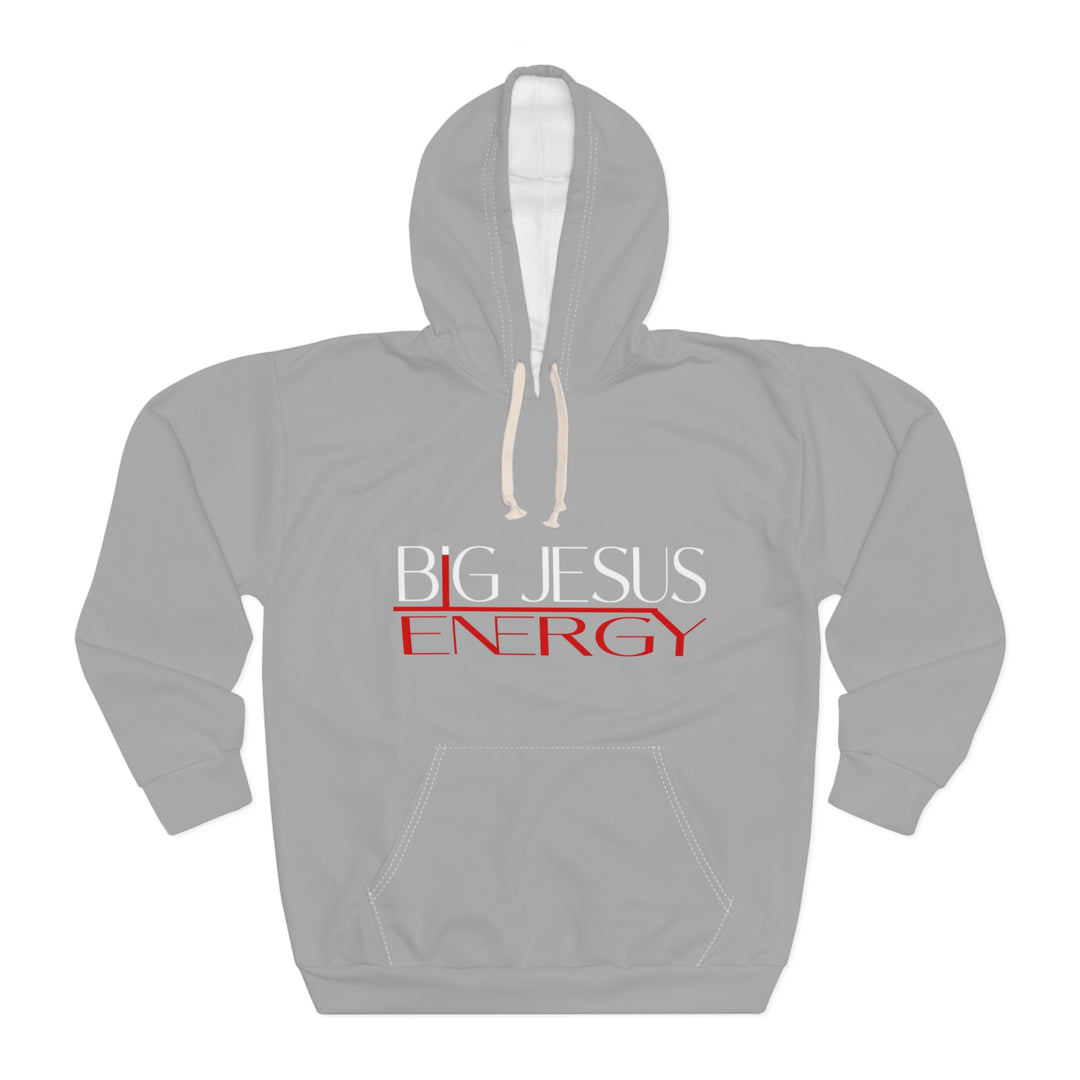 Grey Big Jesus Energy Unisex Pullover Hoodie | Faith Apparel, Christian Gift, Inspirational Wear, Gift for Him/Her, Cozy Church Hoodie