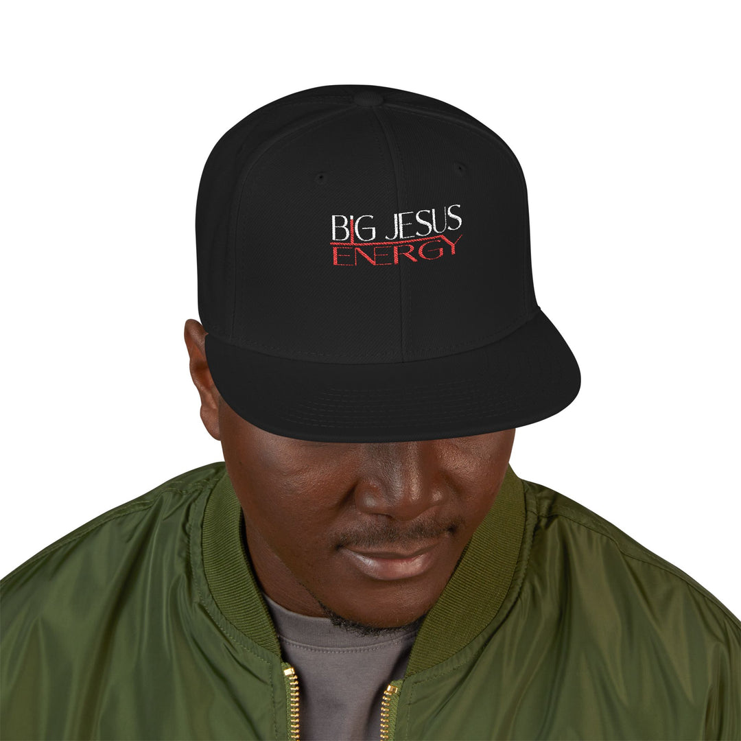 Black Embroidered Snapback Hat with Unique Design, Casual Cap, Streetwear Accessory, Gift for Him/Her, Fashionable Headwear