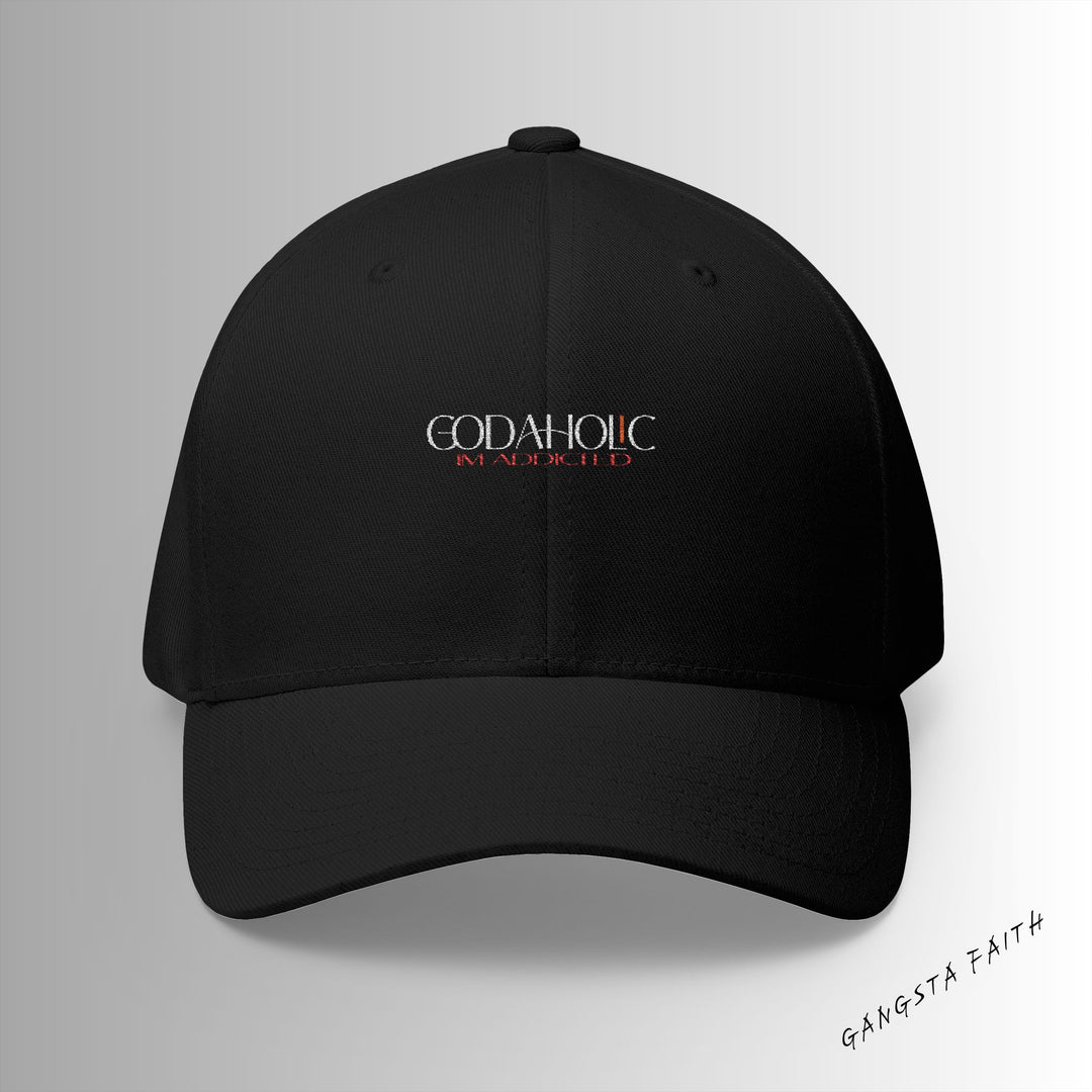 Black Godaholic Embroidered Cap, Spiritual Headwear, Gift for Faith-Based Events, Daily Wear, Adjustable Closure Hat