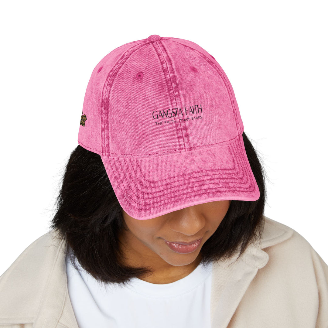 Vintage Embroidered Cap - Gangsta Faith | Stylish Pink Baseball Hat