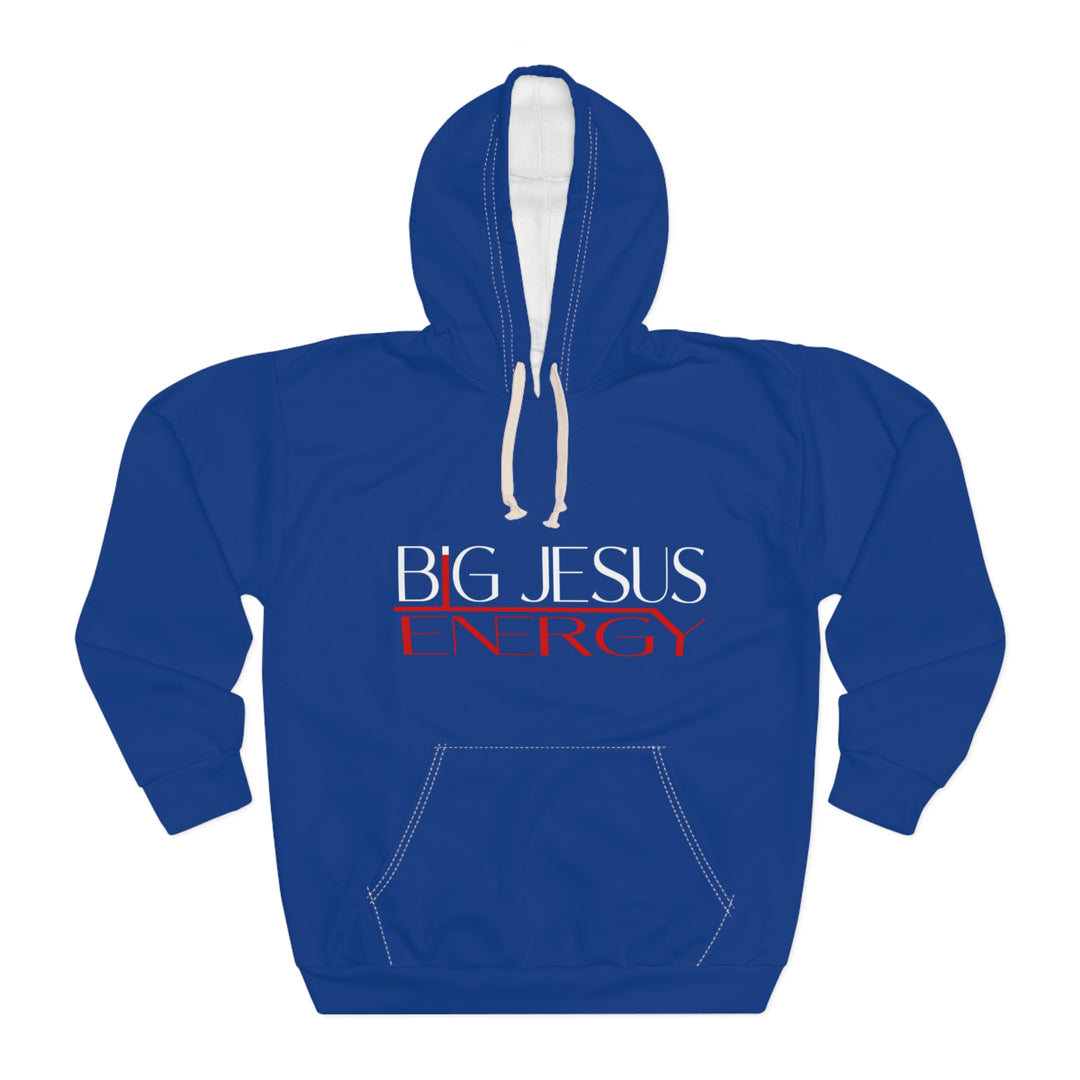 Dark Blue Black Big Jesus Energy Unisex Pullover Hoodie | Faith Apparel, Christian Gift, Inspirational Wear, Gift for Him/Her, Cozy Church Hoodie
