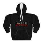 Load image into Gallery viewer, Black Big Jesus Energy Unisex Pullover Hoodie | Faith Apparel, Christian Gift, Inspirational Wear, Gift for Him/Her, Cozy Church Hoodie