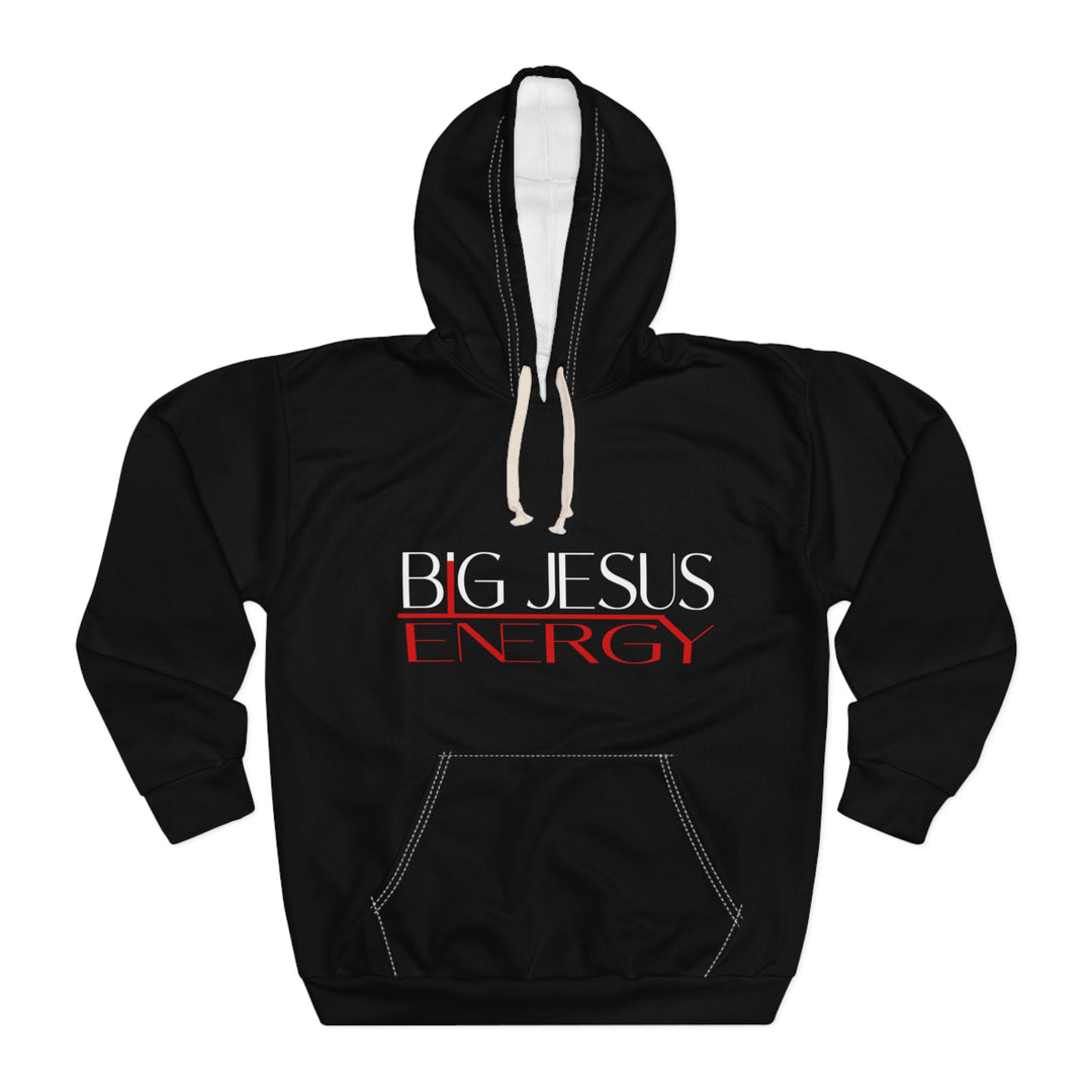 Black Big Jesus Energy Unisex Pullover Hoodie | Faith Apparel, Christian Gift, Inspirational Wear, Gift for Him/Her, Cozy Church Hoodie