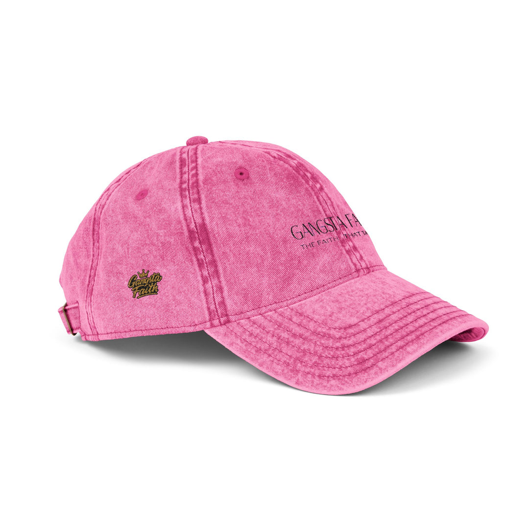 Vintage Embroidered Cap - Gangsta Faith | Stylish Pink Baseball Hat