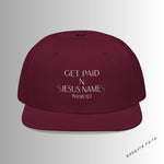 Load image into Gallery viewer, Burgundy Get Paid In Jesus Name Snapback Hat with Unique Design, Casual Cap, Streetwear Accessory, Gift for Him/Her, Fashionable Headwear