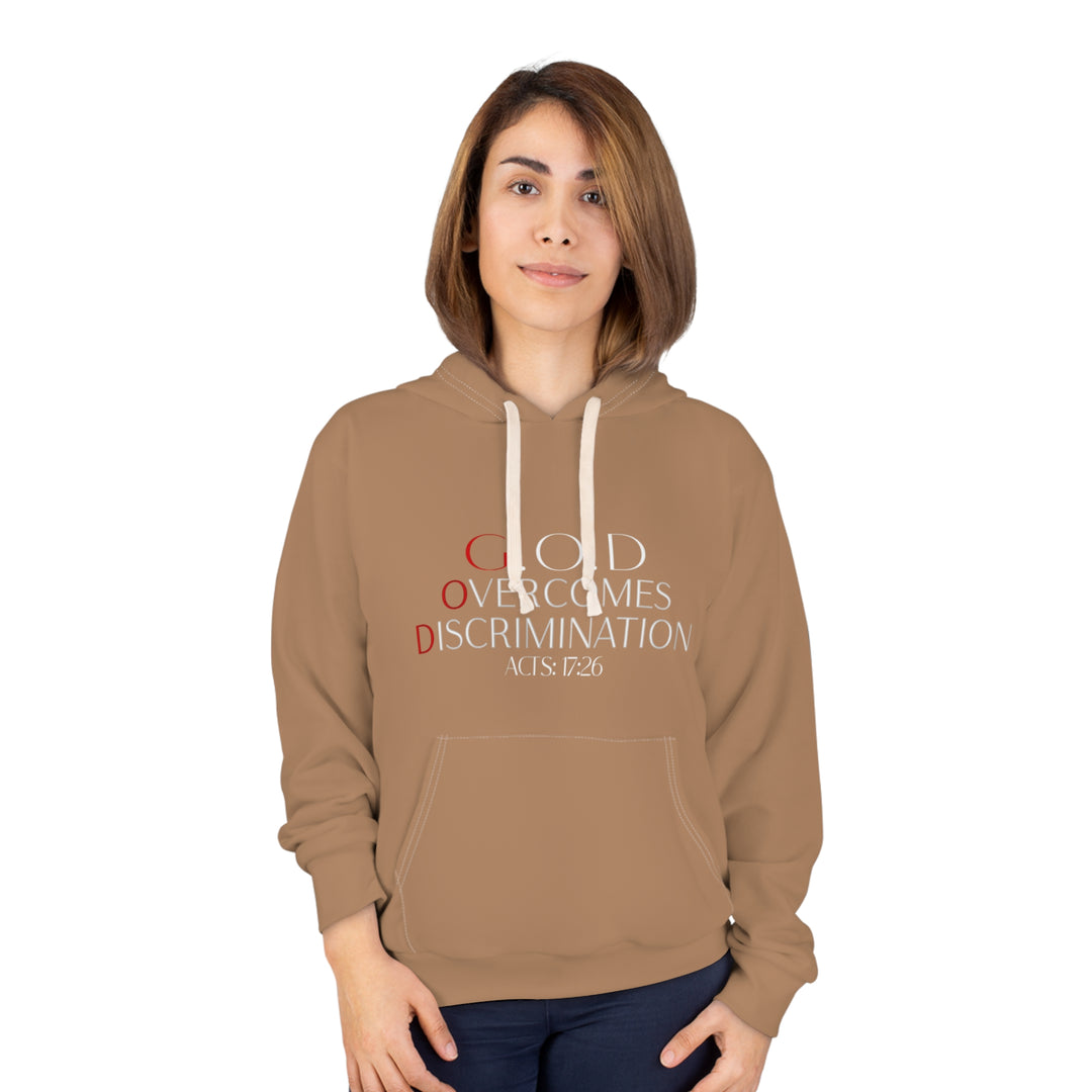 Brown Unisex Hoodie - G.O.D Overcomes Discrimination, Cozy Sweatshirt, Inspirational Apparel, Perfect Gift for Advocates, [...]