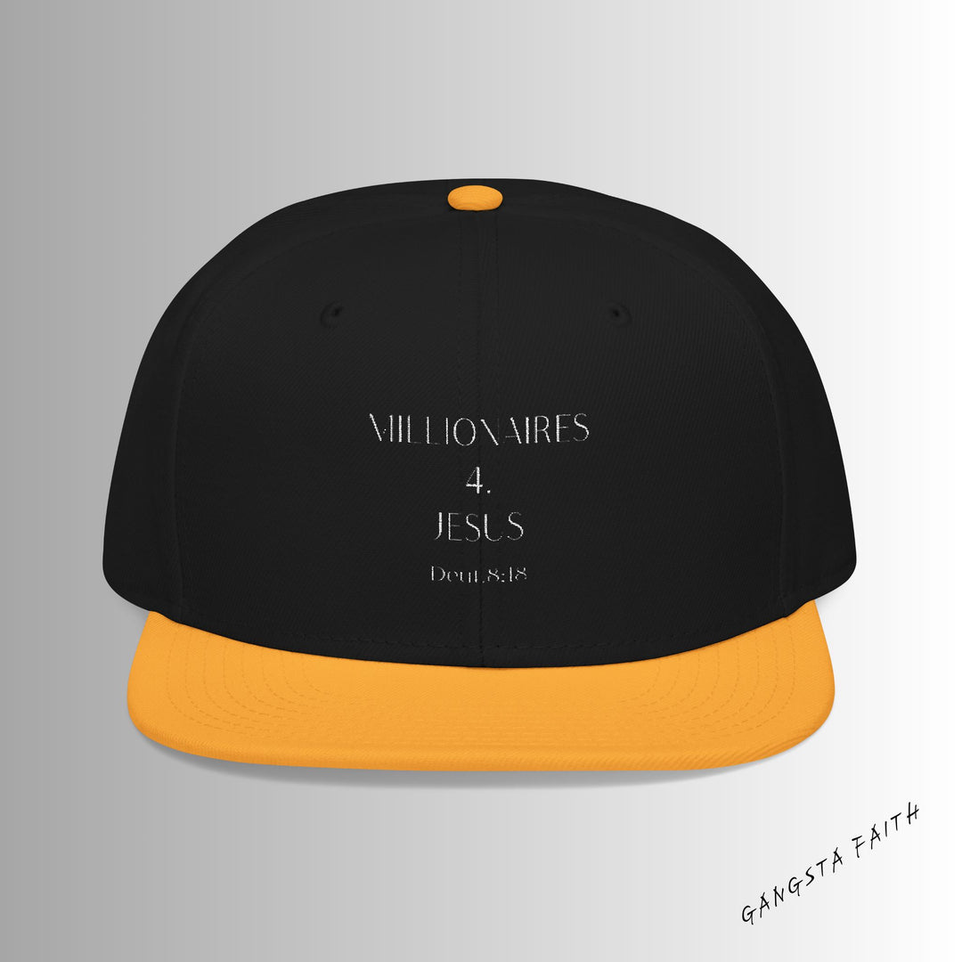 Black & Gold Embroidered M4J Snapback Hat with Unique Design, Casual Cap, Streetwear Accessory, Gift for Him/Her, Fashionable Headwear