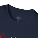 Load image into Gallery viewer, Navy  God Overcomes Discrimination  Unisex Softstyle T-Shirt Design 1
