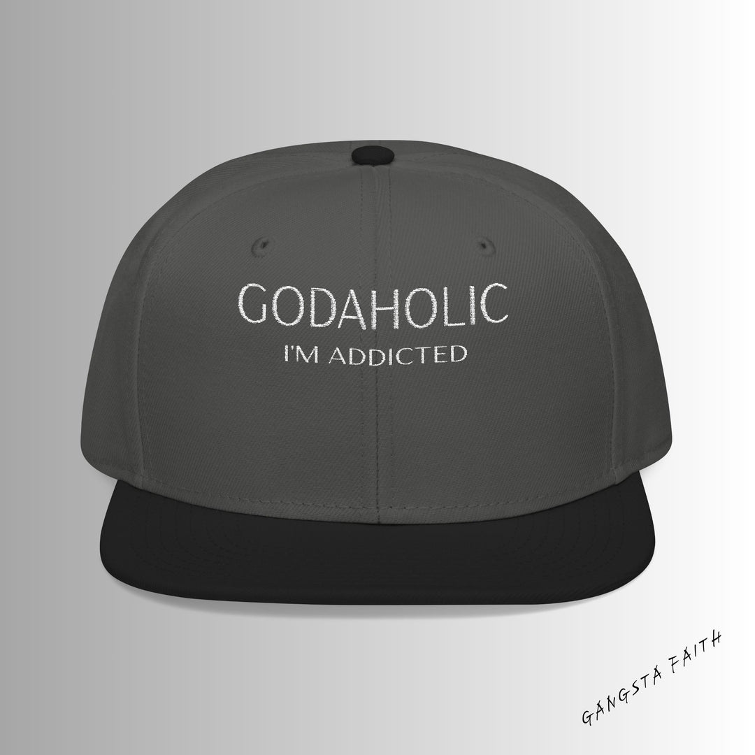 Charcoal Grey Godaholic Snapback Hat with Unique Design, Casual Cap, Streetwear Accessory, Gift for Him/Her, Fashionable Headwear