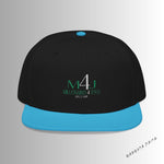 Load image into Gallery viewer, Black &amp; Blue  Embroidered M4J Snapback Hat with Unique Design, Casual Cap, Streetwear Accessory, Gift for Him/Her, Fashionable Headwear
