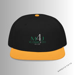 Load image into Gallery viewer, Black &amp; Gold Embroidered M4J Snapback Hat with Unique Design, Casual Cap, Streetwear Accessory, Gift for Him/Her, Fashionable Headwear
