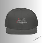 Load image into Gallery viewer, Charcoal Grey God Overcomes Discrimination Snapback Hat with Unique Design, Casual Cap, Streetwear Accessory, Gift for Him/Her, Fashionable Headwear
