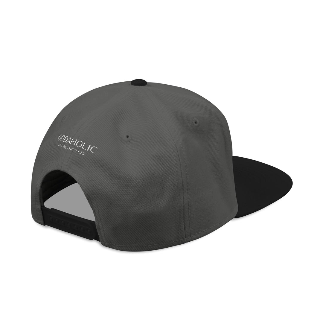 Charcoal Grey Godaholic Snapback Hat with Unique Design, Casual Cap, Streetwear Accessory, Gift for Him/Her, Fashionable Headwear