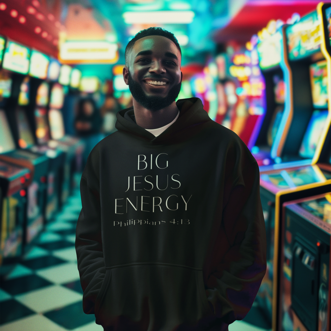 Jesus Energy Hoodie — "Big Jesus Energy" Christian Pullover (Philippians 4:13)