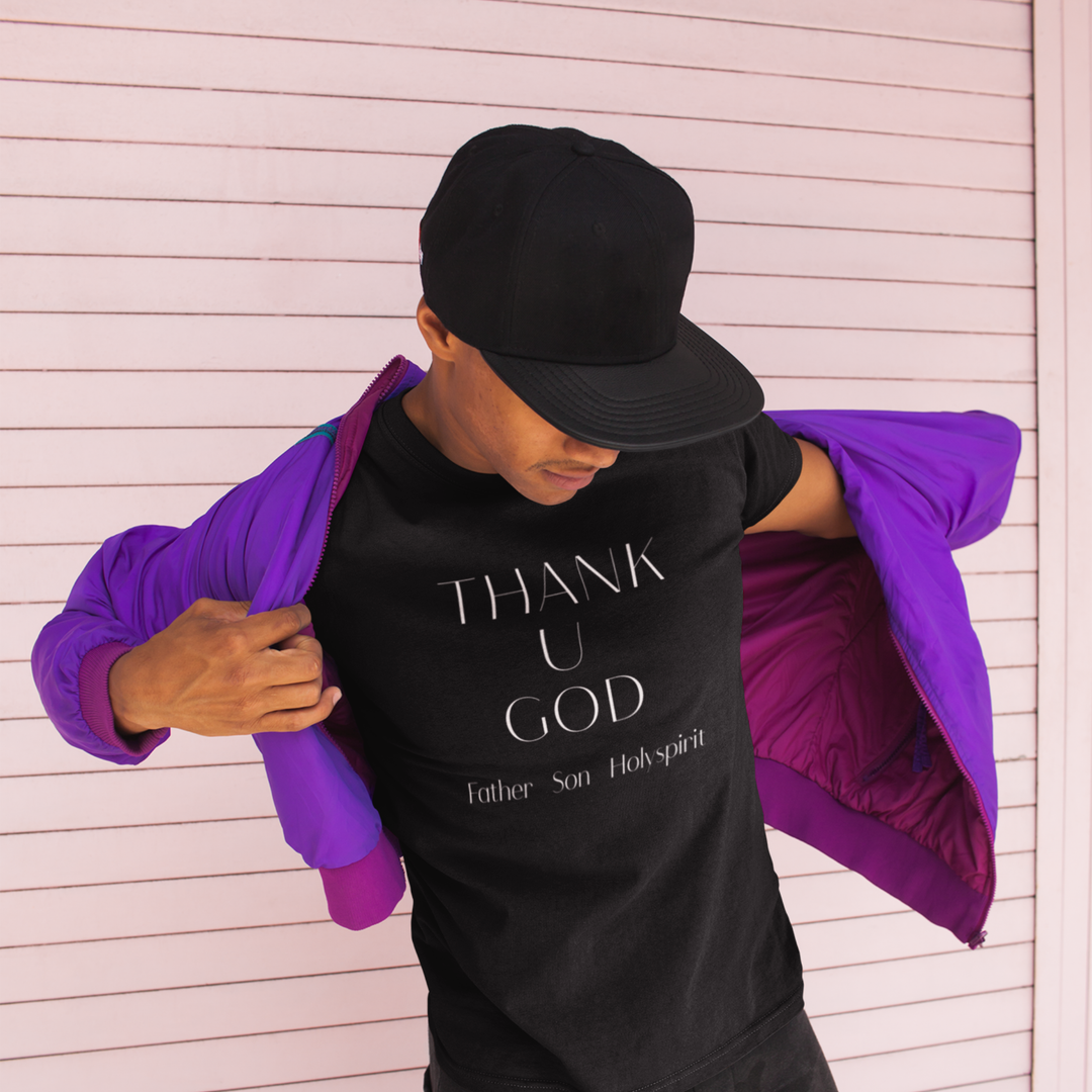 Black Thank U God minimalist faith shirt | T-Shirt