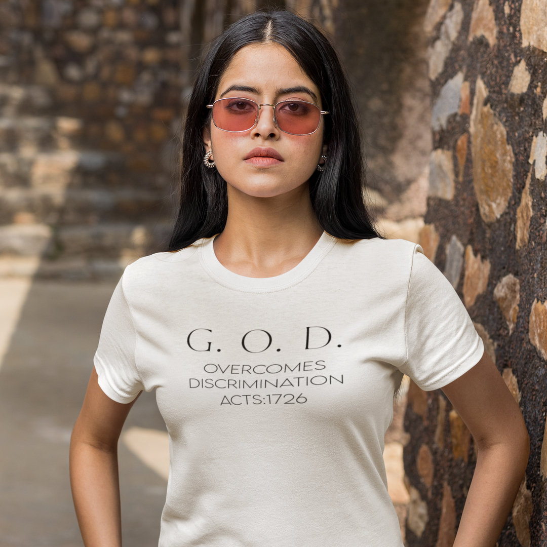 God Overcomes Discrimination T‑Shirt — Faith-Inspired Minimalist Tee