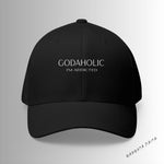 Load image into Gallery viewer, Black Godaholic Embroidered Cap, Spiritual Headwear, Gift for Faith-Based Events, Daily Wear, Adjustable Closure Hat