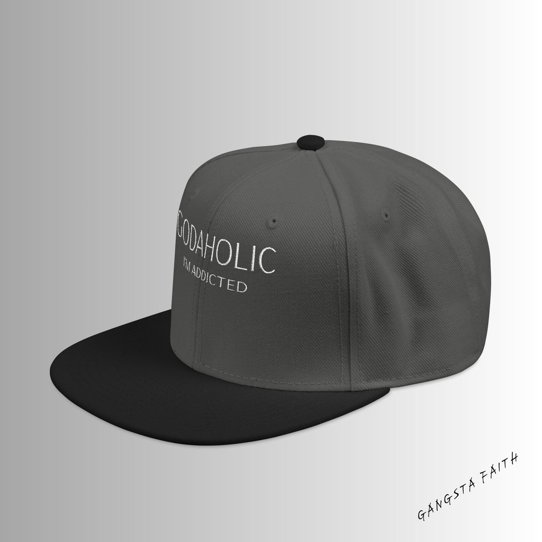 Charcoal Grey Godaholic Snapback Hat with Unique Design, Casual Cap, Streetwear Accessory, Gift for Him/Her, Fashionable Headwear