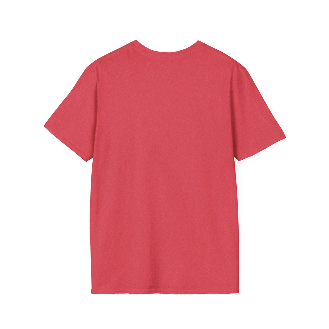 Heather Red  God Overcomes Discrimination  Unisex Softstyle T-Shirt Design 1