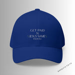 Load image into Gallery viewer, Blue Get Paid In Jesus Name Embroidered Cap, Spiritual Headwear, Gift for Faith-Based Events, Daily Wear, Adjustable Closure Hat
