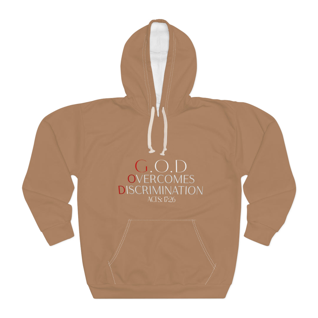 Brown Unisex Hoodie - G.O.D Overcomes Discrimination, Cozy Sweatshirt, Inspirational Apparel, Perfect Gift for Advocates, [...]
