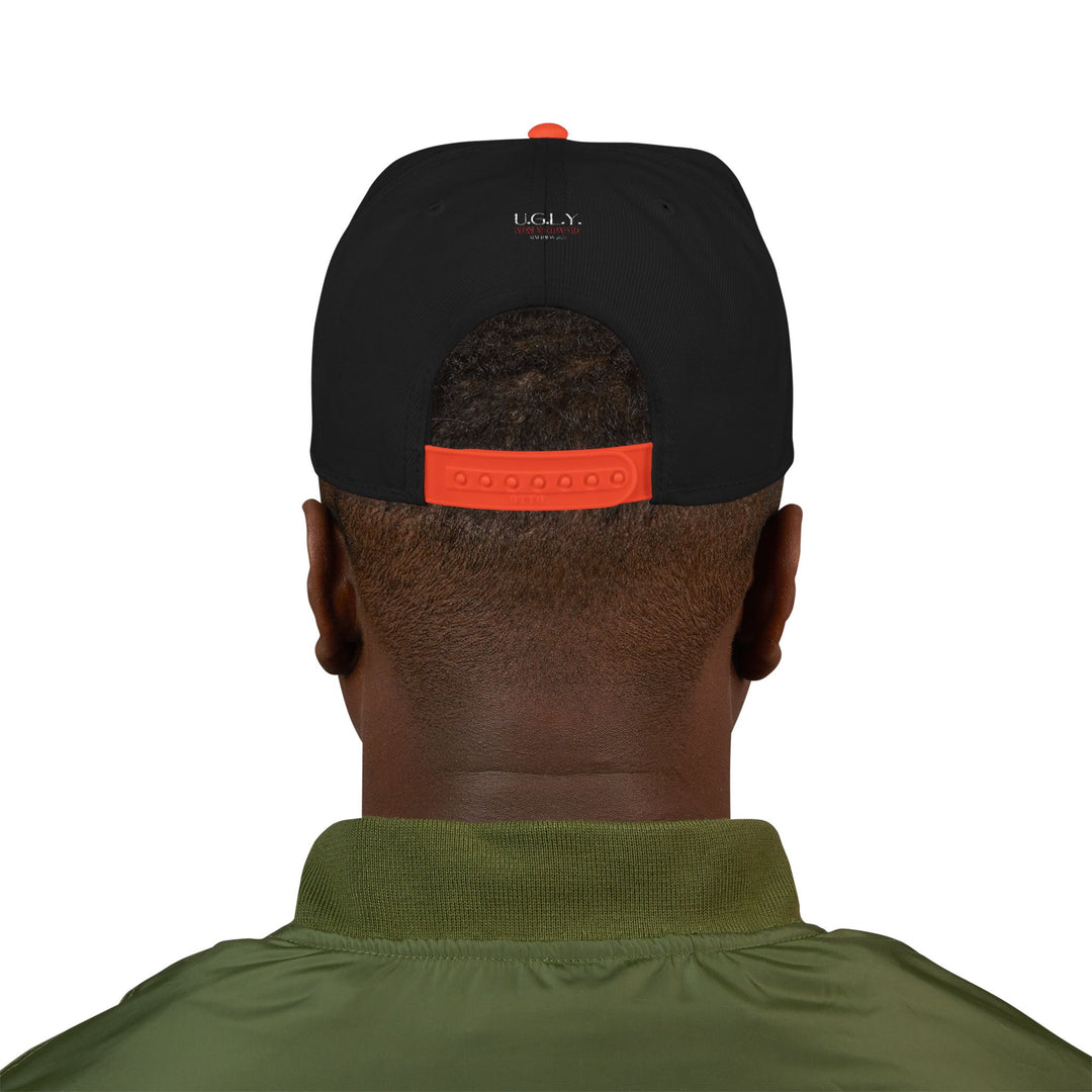 Black & Orange U.G.L.Y ( Understand God Loves You ) Snapback Hat with Unique Design, Casual Cap, Streetwear Accessory, Gift for Him/Her, Fashionable Headwear