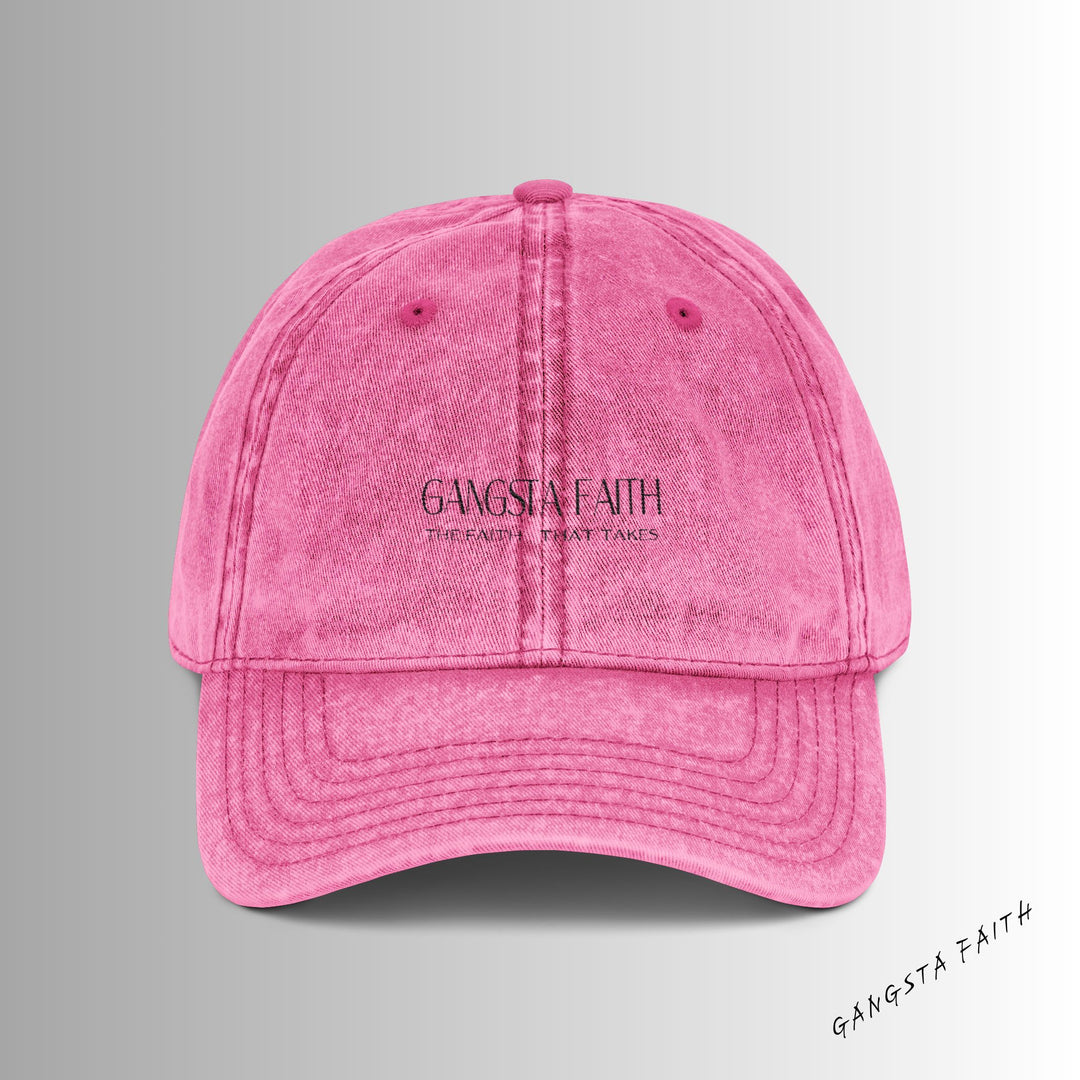 Vintage Embroidered Cap - Gangsta Faith | Stylish Pink Baseball Hat